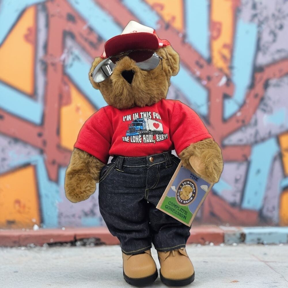 Vermont Teddy Bear Trucker Plush 17” New